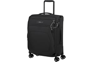 Samsonite Spark Sng 2 Spinner Kabinväska, 55 cm | Svart, expanderbar mjuk resväska, 55H x 40B x 23D cm, 48/55 L, 2,7 kg, med