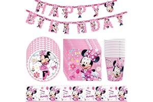 Ksopsdey Decorazioni Compleanno Min, Min Party Kit Compleanno, Set di Articoli per Feste NIE per Bambini Ragazze Festa di Compleanno Baby Shower Serve 16 Ospiti 54 Pezzi