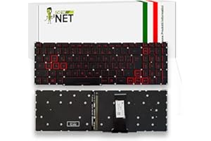new net - Tastiera Compatibile con Notebook Acer Nitro 5 AN515-54-70WH AN517-51 AN517-51-71D5 [Senza Frame - Colore Tasti Rosso - Retroilluminata - Layout ITA]