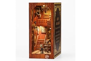 MagicHolz – Grimm's Haus Book Nook Diorama – DIY Booknook Kit aus Holz – Miniatur Bausatz mit Möbeln & LED Lampe – 3D Holzpuzzle perfekt als Buchstütze & Bücherregal Deko