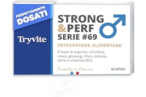 Formula Pratica per Uomini Attivi | 60 Capsule con Ginseng, Maca, Arginina, Citrullina e Zinco | TRYVITE STRONG&PERF