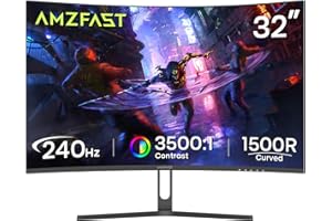 Amzfast 32 Inch 240Hz Curved Gaming Monitor - FHD 1920x1080, PC Monitor with 1500R VA Panel, 1ms MPRT, 120% sRGB, HDR, Adaptive-Sync, Eye-care, VESA 75x75mm, HDMI 2.0/DP 1.4 - AMZG32C3F