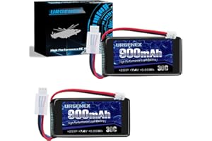 URGENEX 7.4V Lipo Battery 2S 30C 900mAh Rechargeable Lipo Battery with PH2.0 Plug Campatibal with Most 1/10, 1/16, 1/18, 1/24 Scale RC Cars Trucks