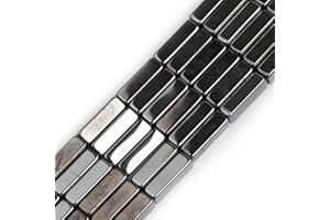 HAAMIIQII 30pcs 4x13mm Natürliche Schwarze Hämatit Lose Edelstein Perlen Rechteck Abstandsstein Perlen für Schmuck Herstellung DIY Armband Halskette