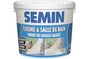 Semin A04733 Enduit de Lissage Cuisine et Salle de Bains, Adapté aux Pièces Humides, Vert, Seau de 1 kg