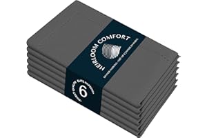 HEIRLOOM COMFORT Hemstitch Cloth Napkins Set of 6, 100% Cotton, 45x45 cm, Soft, Washable, Reusable Napkins, Perfect for Dinner, Restaurants, Weddings, Events, Parties, Everyday Use, Dark Grey