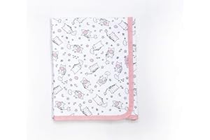 Ti TIN Coperta in Cotone Morbido e Assorbente per Neonato | Coperta Avvolgente 100% Cotone con Doppio Strato 2x180gr/m², 80x75 cm, Stampa Gattini, Colore Rosa