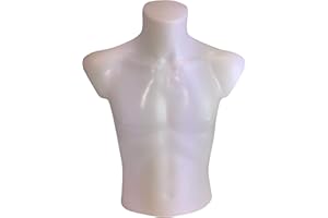 fella4stores Basic Men's Torso 44/46, Fully Shaped & Shatterproof, Fashion Doll, Shop Window Figure & Mannequin Made of PE Plastic, Self-Standing, Ideal for Dress Presentation & Decoration, White