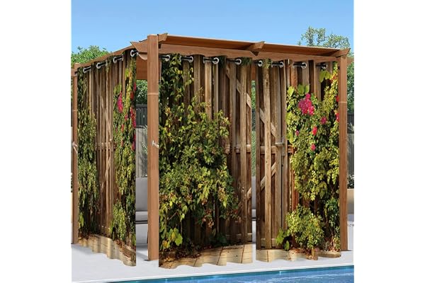 Syhi Qlty Rideaux d'extérieur Imperméable, Rideau Occultant Thermiques Terrasse pour Pergola Tonnelle Cabane, 2 Pièces 132 x 213 cm, 3D Porte de Jardin