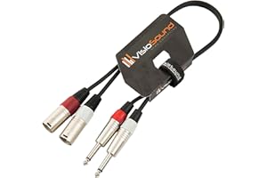 VisioSound 2 x Male XLR to 2 x 6.35mm 1/4" Mono Jack Twin Lead/Audio Signal Patch Cable 0.5m
