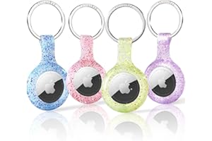 THINGSBAG AirTag Funda 4 Pack, Air Tag Glitter Llavero Soporte Compatible con Apple Tracker Tag, iTag Item Finder Porta Protector de Silicona Women Bling Ligero Fob Cubierta Carcasa Organizador Accesorios