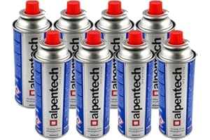 Pack de 8 cartuchos de gas ALPENTECH 250g butano botella de gas UN2037 bombona para hornillos y deshervidores térmicos