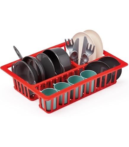 Ecoiffier Égouttoir Dinette 33,5 Cm – 16 Pièces Pour Jouer à La Dînette Dès 18 Mois