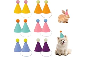 AKINSTER Lot de 12 mini chapeaux de fête pour animaux en peluche - Chapeaux d'anniversaire pour chats, chiens, lapins et divers accessoires pour animaux - Décoration de festival