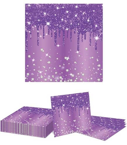 40 Stück Happy Birthday Servietten Lila & Silber – 2-lagig, 16,5 X 16,5 Cm, Einweg-Papierservietten Für Geburtstag, Hochzeit & Party