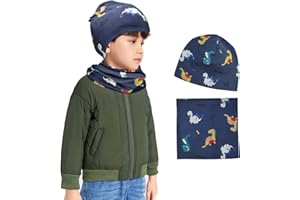 TODREMOU Gorro Invierno y Braga Cuello Niños - Gorro Beanie y Bufanda Niños, 95% Algodón Cálido Suave Cómodo Conjunto de Gorro y Bufanda para Niños de 2 a 8 Años