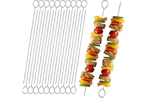 DAJING 20 PCS BBQ Metal Skewers Stainless Steel,air Fryer skewers 7.87''/20cm Reusable Kebab Skewer for Grilling, Oven, and BBQ