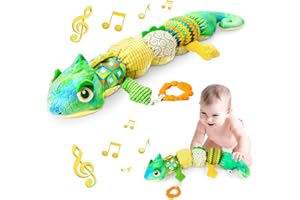 MOMSIV Bébé Jouet en Peluche, Dinosaure Musical Doudou Jouet en Peluche avec Règle, Griffon pour Bébé, Mignon Jouet en Peluche Cadeau pour Garçons et Filles, Vert