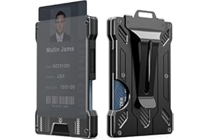 Swygoo Porte-Badge en Métal, Portefeuille Mince et Porte-Cartes avec Fenêtre Visible, Mini Porte-Cartes de Crédit à Blocage RFID, Portefeuille Minimaliste pour Hommes et Femmes (Noir Mat)