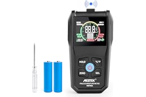 GOOPOOL Feuchtigkeitsmessgerät Wand mit Farb-LCD und akustischem Alarm,Holzfeuchtemessgerät geeignet für alle Baumaterialien, einschließlich Trockenbau,Ziegel,Kork,Hartholz,mit einer Analysetiefe von 20-40mm