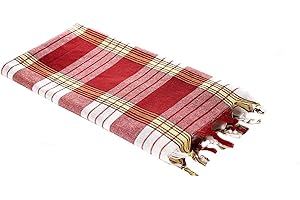 Carenesse Hammam Towel Classic Red w kratkę, 100% bawełna, 80 x 170 cm, lekki, mały rozmiar opakowania, pestemal, ręcznik do sauny, ręcznik plażowy, ręcznik turystyczny, ręcznik turecki, Fouta
