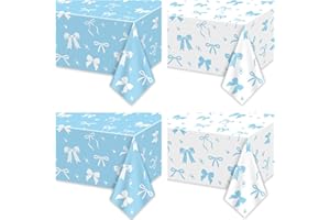 APUXXJUPA 4 tovaglie con fiocco blu, tovaglia con fiocco blu e bianco per coquette, decorazioni di compleanno, baby shower, forniture per feste