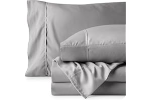 Bare Home Bed Sheet Set Double Size - Premium 1800 Ultra-Soft Hydro-Brushed Microfibre Sheets - Deep Pocket - 4 Piece Set - Fitted Sheet, Flat Sheet, and 2 Pillowcases (Double, Light Grey)