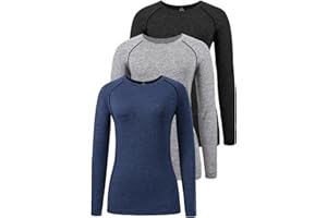Star Vibe 3 Pack Dry Fit Long Sleeve Tshirt for Women Moisture Wicking Long Sleeve Tee Outdoor Compression Running Workout Tops
