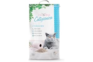 Cat&Rina Catigienica, lettiera per gatti in carta da 12l Extra Assorbente. Si smaltisce nell'organico o nel wc. Sabbia priva di polveri e super leggera.