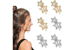 CFSVVD 6 Stück Stern Haarspangen, Aushöhlen Stern Haarspange Stern Haarreif, Haarspange Stern Haarreif Sterne Haarschmuck Aushöhlen Stern Haarspange Haarschmuck Sterne, für Haarschmuck-Silber Gold