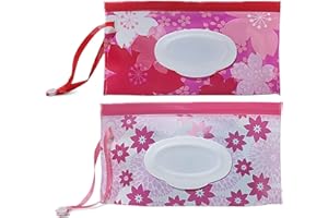 LAEEYIN 2 pcs Baby Wipes Dispenser Wet Wipes Bag for Baby, Wet Wipe Box, Reusable Wet Wipe Bag, Wet Wipes Container for On The Go, Home, Office (Pink)