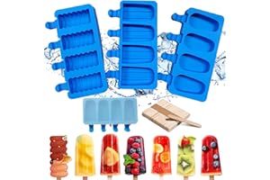 JDH SILICONE Moule à Glace en Silicone,3 pièces 50 SticksMoules à Glaces avec Batonnet,Moules à Crème Glacée,Moule à Glace en Silicone,Popsicle Moule Sans BPA, DIY Crème Glacée pour Enfant et Adulte