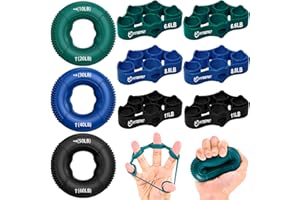 FitBeast Grip Strength Trainer, Finger Exerciser, Forearm Strengthener 9-Piece Kit, Hand Grip Strengthener Targeted Strength, Relief & Recovery