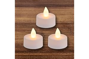 D.A.Y. Republic LED Tea Lights, Flameless Battery Powered, Pack of 3, Tealight Candles with Warm White Flickering Light, Perfect for Weddings, Parties, Table Arrangements and Dining Rooms