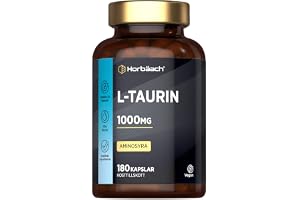 Taurin Kapslar 1000mg - 180 Veganska Kapslar - Aminosyra | Tillägg för Pre Workout Post Workout Sport Fitness - L Taurine Supplement - Hög Dos - av Horbaach
