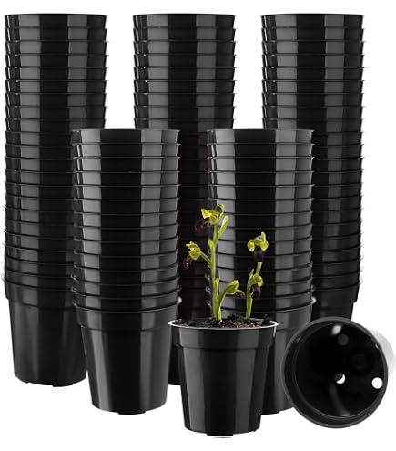 200 Pots De Pépinière PEUTIER - 10cm, Plastique Souple Avec Trous Drainage - Pour Semis Et Plantes