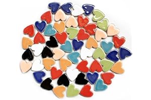 BTMIEY Carreaux de mosaïque en céramique aléatoires - 500 g - Pour loisirs créatifs, assiettes, pots de fleurs, vases, tasses, mosaïques (cœur)