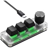 SinLoon Programmable Mini Mechanical Keyboard with 3 Keys and 1 Rotary Button for Macro Shortcuts | PC Configuration for Mult
