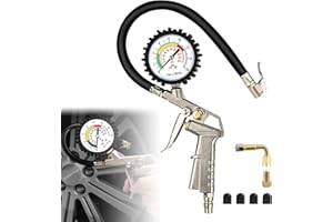 TUZHE LONNEY manometro pressione gomme professionale (220psi/16 bar, diametro: 65 mm), pistola gonfiaggio pneumatici manometro compressore