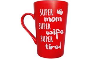 THIS MIGHT BE WINE This Mother's Day Gifts Funny Coffee Mug for Mom Wife Christmas Gifts, Super Mom Super Wife Super Tired Cute Present from Daughter Son or Husband Fun Cup Red, 12 Oz