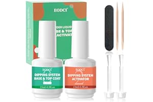 EODCI Dip Powder Liquid Set, 2 en 1 Dip Powder Base Top Coat Activateur System Essentials Kit Trempage de la Poudre à Ongles Pour Acrylique Ongles Poudre Kits de Manucure