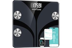 Posture Bilancia Pesapersone Digitale, Smart da Bagno Analizza 13 Elementi della Composizione Corporea, Bluetooth, BMI, Controllo della Salute, Sincronizzazione con App, 180 kg - Nero