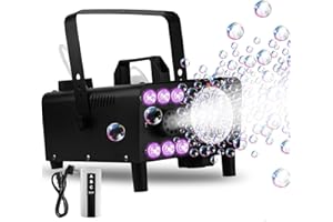 OAUIR GUSIX 3-in-1 Smoke Bubble Machine with LED Lights & Wireless Remote–Fog Maker,Bubble Blower,RGB Stage Lighting for Parties,Weddings,Halloween,Christmas