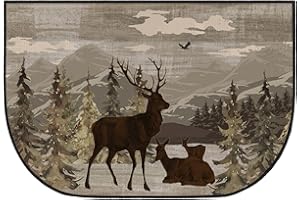 Demissle Fireplace Hearth Rug Fireplace Mats Cabin Southwestern Fireproof Fireplace Rug Fire Resistant Mat for Wood Stove Floor Protector for Kitchen Indoor Outdoor (Watercolor Deer,24 x 36 Inch)