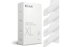 Klihn® - Paños de Microfibra XL (Paquete de 4 / 25cm x 25cm). Limpia Gafas de Calidad Professional, también para Limpiar Pantallas y Lentes (Gamuzas Grandes de Microfibra Fina, Lavables)