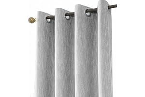 Melodieux 1 panelowa zasłona zaciemniająca z mieszanki bawełny, z przelotkami, izolacja termiczna, zasłony okienne do salonu, pokoju dziecięcego, sypialni (szara, 168 x 183 cm)