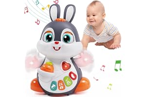 Wanonoo Musical Baby Bunny Toys, Light Up Djur Spädbarn Mage Tid Dans Gå Krypande Babyleksaker 12-18 månaders utbildningspres