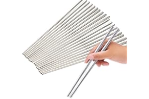 Haosell 13 pares de palillos de acero inoxidable, palillos metálicos de acero inoxidable, palillos de metal de calidad de metal de acero inoxidable, palillos de acero inoxidable, 22,7 cm