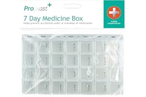 PROPLAST Medicine Pill Box Organiser Daily Weekly Tablet Storage 7 Days Dispenser Supplements Vitamins Compartments Travel Week UK Free P&P