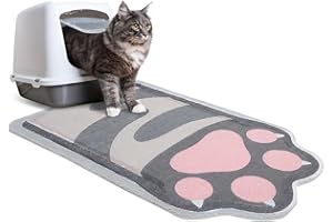 BEBEJOJO Cat Litter Mat Litter Trapping Mat 90 x 60 cm,Cat Litter Tray Mat Non-slip Cat litter Mat Litter Box Mat with Scatter Control,Soft on Kitty Paws,Gray